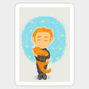 Little Hux with his cat Sticker